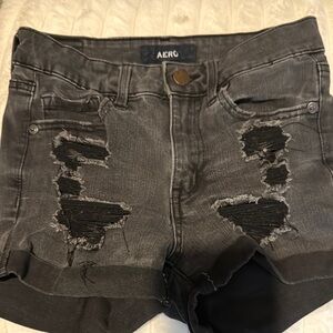Women's Black Distressed Shorts